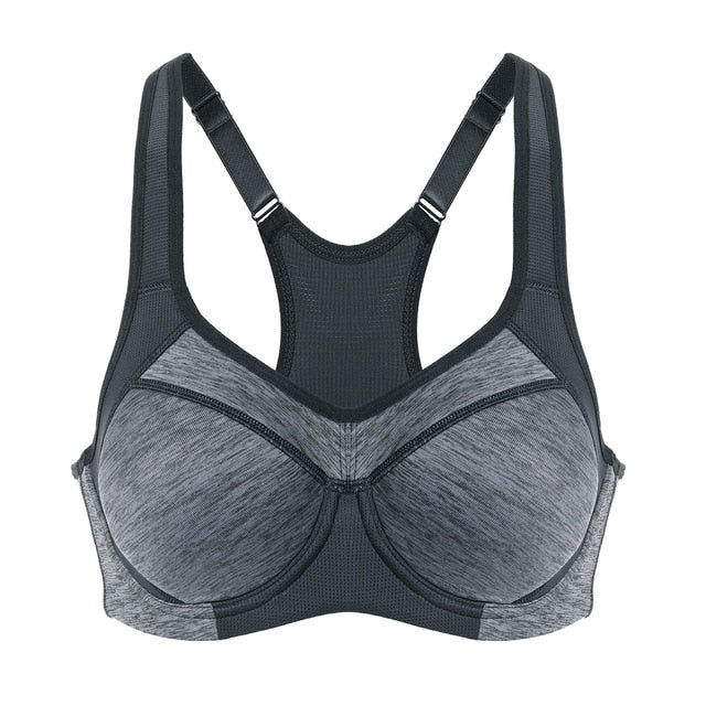 Yara High Impact Racerback Underwire Sports Bra | C-G Cup| Grey Ash - Dark Purple