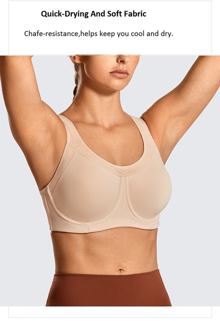 Averi High Impact Underwire Sports Bra With Removable Pads| C-E Cup| Beige - Black - Cinnamon