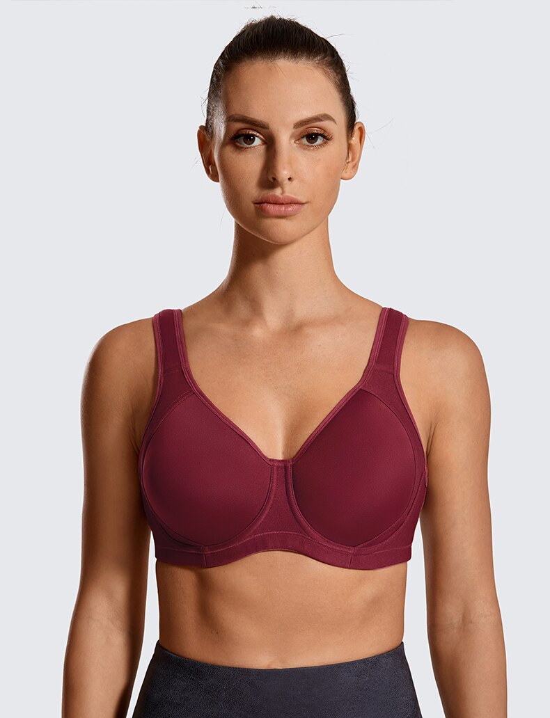 Sienna High Impact Coolmax Molded Cup Underwire Sports Bra | D - H Cup | Red - Blue - Grey