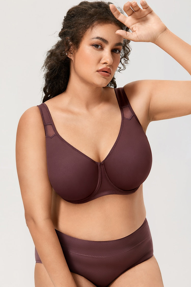 Julia Smooth Underwire Minimizer Seamless Bra | B-H Cup| Marron