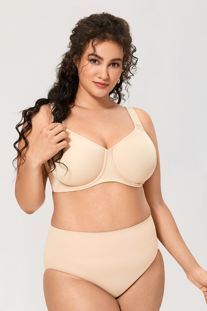 Julia Smooth Underwire Minimizer Seamless Bra | B-H Cup| Beige-Black