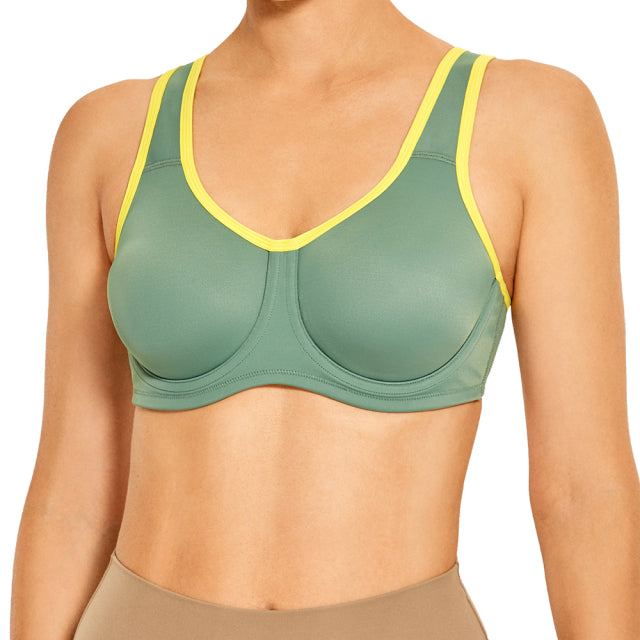 Keyla High Impact Double-layer Outer Underwire Sports Bra| C-G Cup| Aqua - Lotus