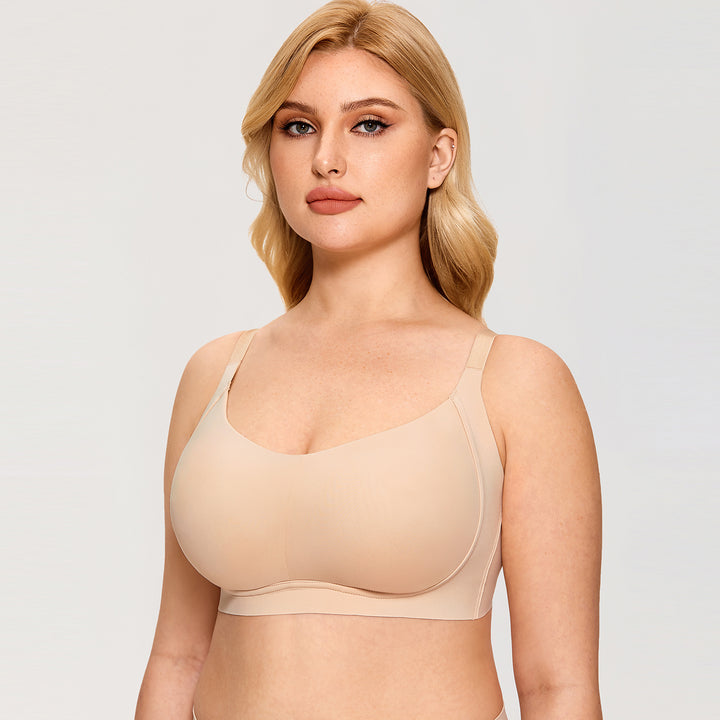 Leona Wireless Seamless Unlined Bralette| B-DDD | Beige-Black