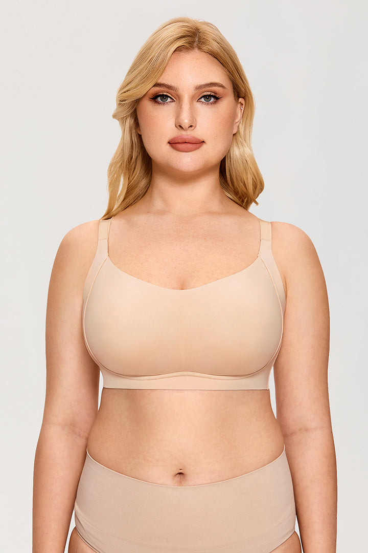 Leona Wireless Seamless Unlined Bralette| B-DDD | Beige-Black