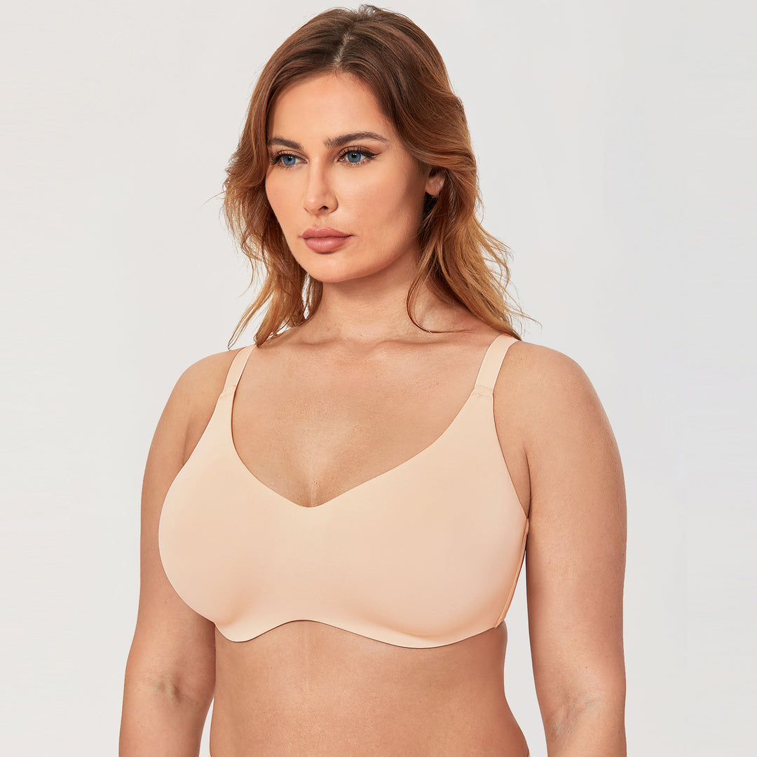 Genny Seamless Unlined Underwire Bralette| B-DDD | Beige-Black