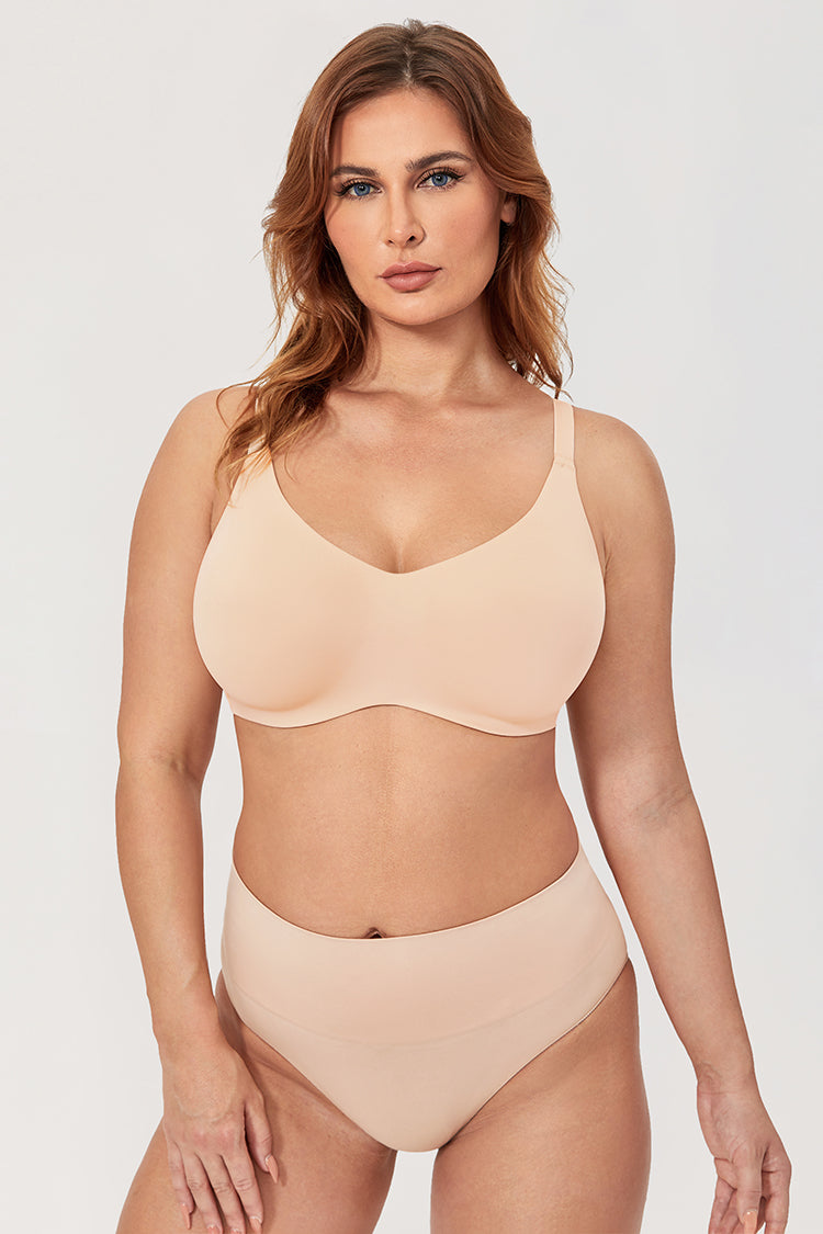 Genny Seamless Unlined Underwire Bralette| B-DDD | Beige-Black