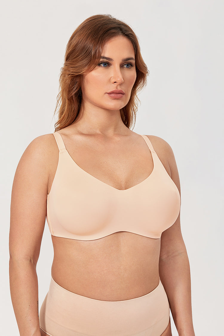 Genny Seamless Unlined Underwire Bralette| B-DDD | Beige-Black