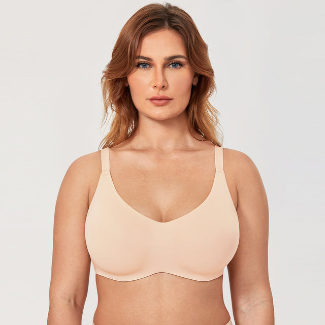 Genny Seamless Unlined Underwire Bralette| B-DDD | Beige-Black