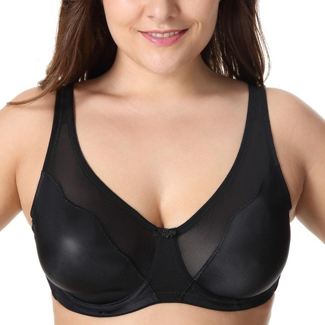 Karina Comfort V-neck Underwire Minimizer Bra| C - F Cup | Beige - Black - White