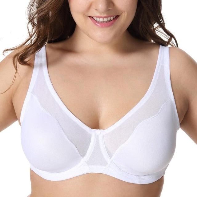 Karina Comfort V-neck Underwire Minimizer Bra| C - F Cup | Beige - Black - White